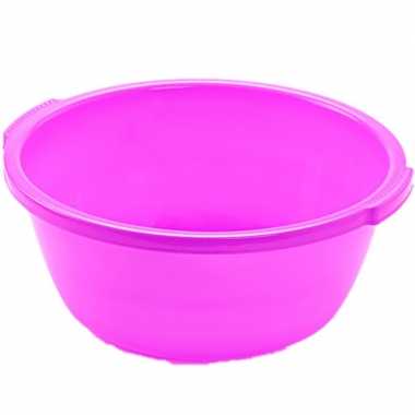 Set van 2x stuks kunststof teiltje/afwasbak rond 10 liter roze