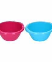 2x ronde afwasteil blauw en roze 6 5 liter