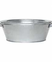 2x ronde zilveren zinken teil 9 liter