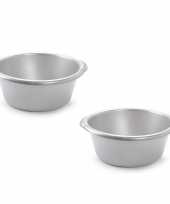 2x stuks ronde afwasteil afwasbak zilver 15 liter