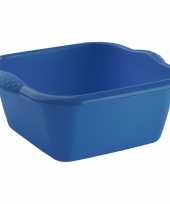 3x rechthoekige afwasteilen afwasbakken blauw 3 liter 25 x 10 cm