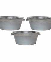 3x ronde zilveren zinken teilen 11 liter