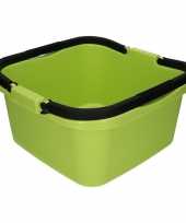 Handige teil afwasteil met handvat groen 13 liter