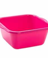 Kunststof teiltje afwasbak vierkant 15 liter roze