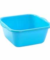 Kunststof teiltje afwasbak vierkant 20 liter blauw