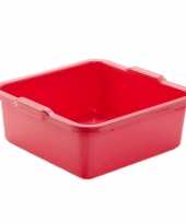 Kunststof teiltje afwasbak vierkant 8 liter rood