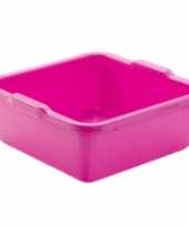 Set van 2x stuks kunststof teiltje afwasbak vierkant 11 liter roze