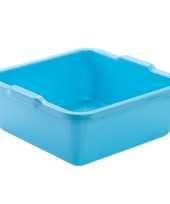 Set van 2x stuks kunststof teiltje afwasbak vierkant 8 liter blauw