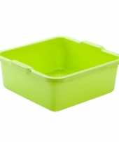 Set van 2x stuks kunststof teiltje afwasbak vierkant 8 liter groen