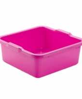 Set van 2x stuks kunststof teiltje afwasbak vierkant 8 liter roze