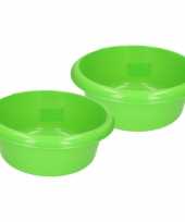 Set van 2x stuks ronde afwasteiltjes afwasbakken groen 6 2 liter